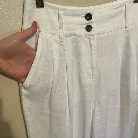 BODEN Women's White 100% Linen Pants US Sz 2 Pockets Lightweight Cuffed Like New - Picture 4 of 7